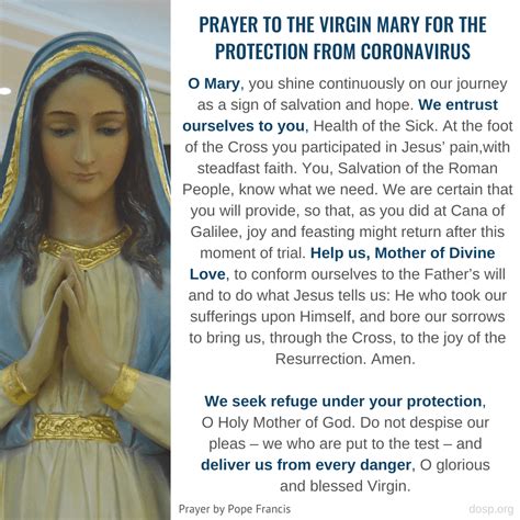Pope Francis Prayer To Mary For Protection From