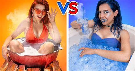 Hot Vs Cold Challenge Girl On Fire Vs Icy Girl Rocked Buzz