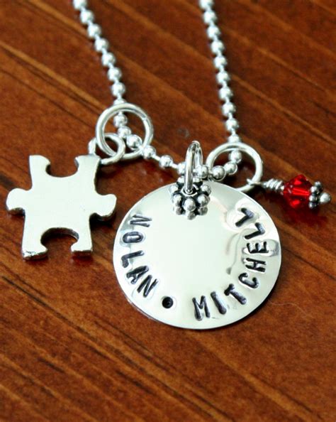 Puzzle piece necklace set we fit perfectly couples gift set 18. Personalized Autism Name Necklace | kandsimpressions