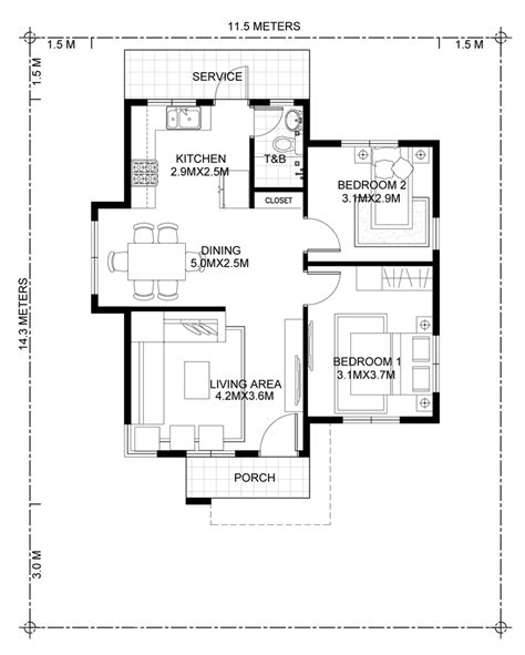 2 Bedroom Small House Design With Floor Plan Top Small House Design