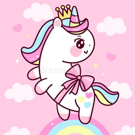 Cute Unicorn Vector Pegasus Pony Cartoon With Pastel Cloud Kawaii
