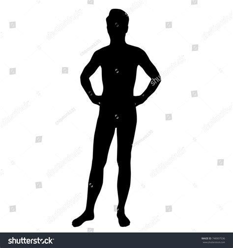 Vector Silhouette Man Standing Bent Elbows Stock Vector Royalty Free