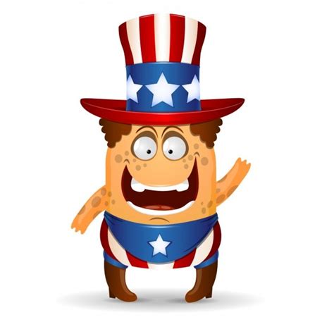 Free Vector American Cartoon Celebrating Independence Day