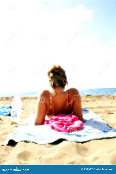 Beach Girl Sunbathe Royalty Free Stock Photography Image