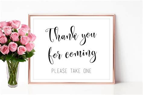 Thank You For Coming Please Take One Sign Printable Favor Table