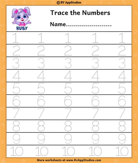10 Best Number Tracing Printable Worksheets Printableecom Trace The