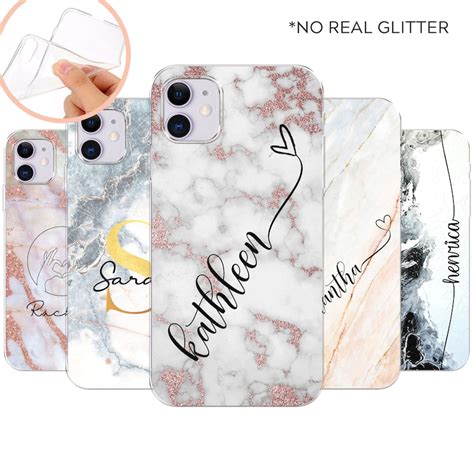 Personalised Phone Case Initials Name Soft Silicone Marbled Etsy