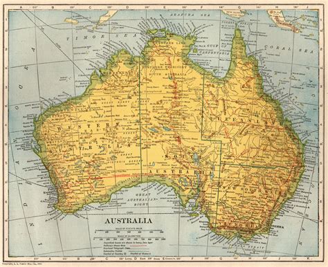 1923 Antique Australia Map Of Australia Vintage 1900s Map Etsy