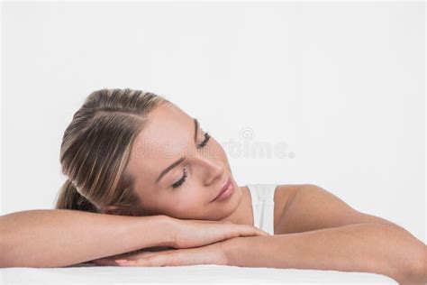 Woman Sleeping In A White Bed Stock Image Image Of Lying Girl