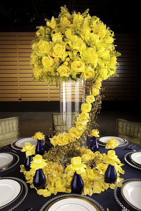 Bisli Yellow Roses Centerpiece By Bisli Floral Designer Wedding