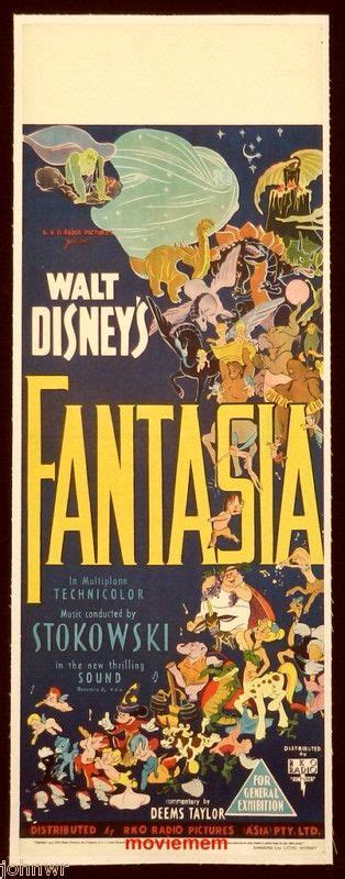 Fantasia 1940 Walt Disney Vintage Long Daybill Movie Poster Disney