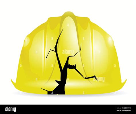 Broken Yellow Construction Helmet Illustration Design Over A White Background Stock Vector Image