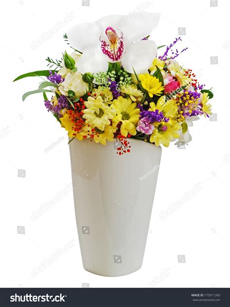 Colorful Flower Bouquet Vase Isolated On Stock Photo 175911260