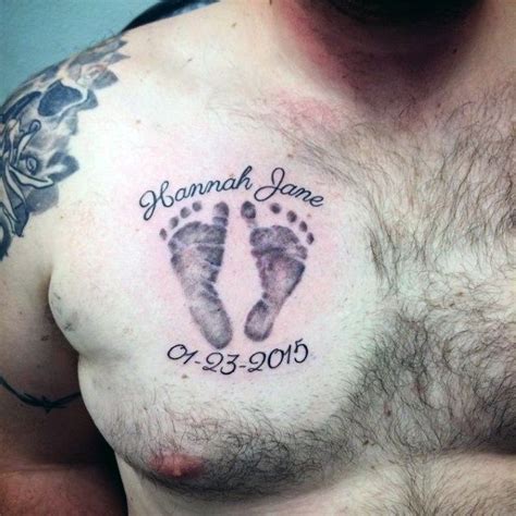 Child Footprint Mens Upper Chest Tattoo Ideas More Baby Name Tattoos