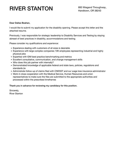 Disability Cover Letter Velvet Jobs