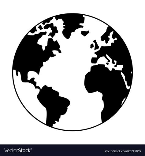 World Map Earth Globe Cartoon In Black And White Vector Image