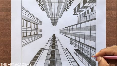 How To Draw One Point Perspective Skyscraper Buildings