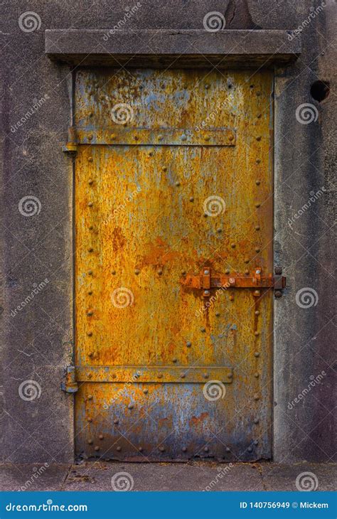 Rusted Metal Door At Fort Stevens Military Bunker Stock Image Image