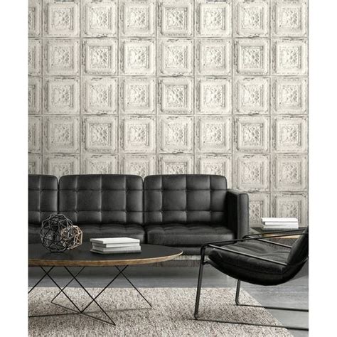 Shop Nextwall Distressed Tin Tile Peel And Stick Removable Wallpaper
