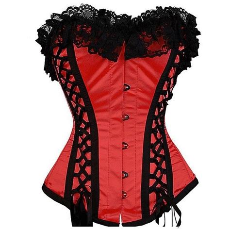 Criss Cross Ribbon Red Satin Corset My 019azc Heavy Lacing Liked On Polyvore Featuring