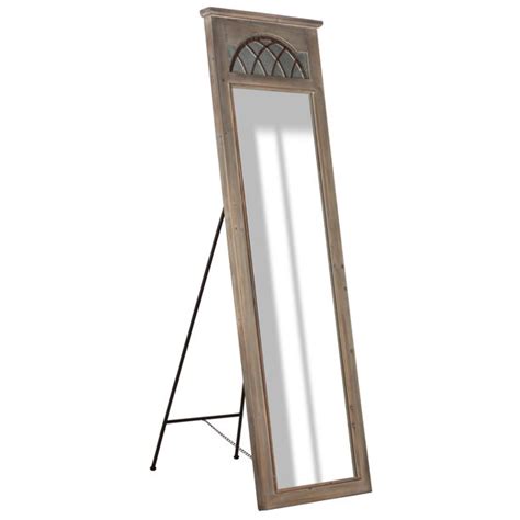 Its wide wooden and metal frame has a gray finish with gleaming corner accents, while the glass mirror within is designed with a thick beveled edge that catches the light at every angle. 26" x 67" Rustic Wood and Metal Full Length Floor Mirror ...