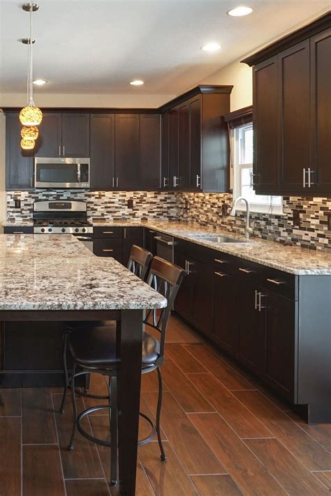 Dark Cabinets With White Granite Countertops CountertopsNews Hardwood Floor Colors