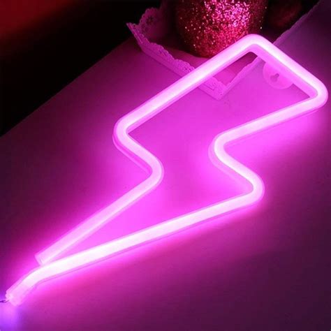 Pink Lightning Light Neon Signs Led Neon Light Up Signs Room Decor