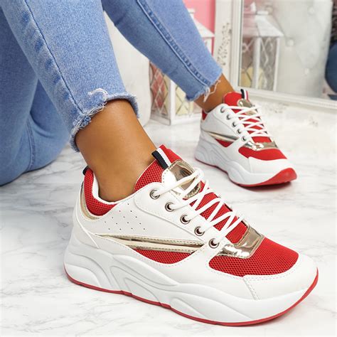 Womens Ladies Lace Up Chunky Sole Trainers Women Sneakers Party Shoes Size Ebay