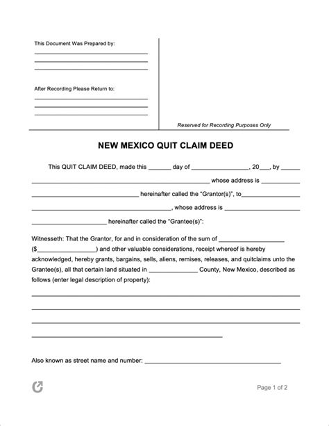 Free Quit Claim Deed Forms PDF WORD RTF