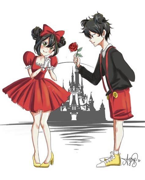 Mickey And Minnie Mouse Anime By Agijp Disney Anime Style Disney