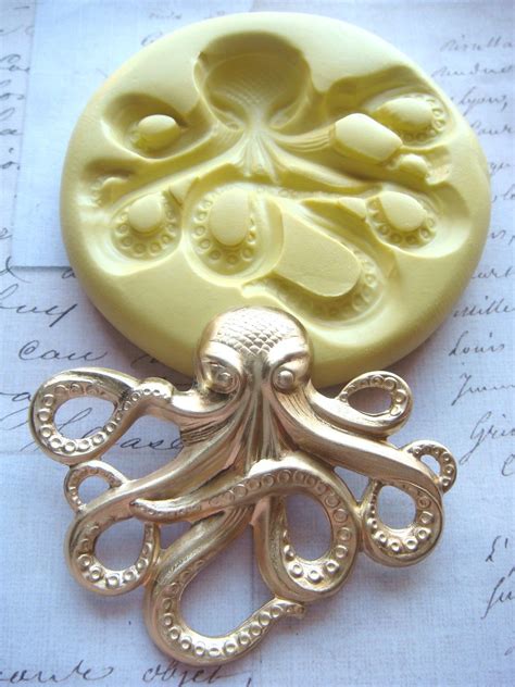 steampunk octopus large flexible silicone mold push mold jewelry mold polymer clay