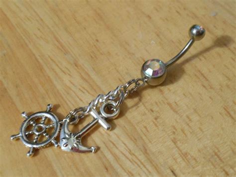 Belly Button Ring Body Jewelry Anchor And Ships Wheel Belly Button Ring 12 00 Via Etsy