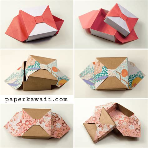 Origami Box With Bow Tutorial Paper Kawaii