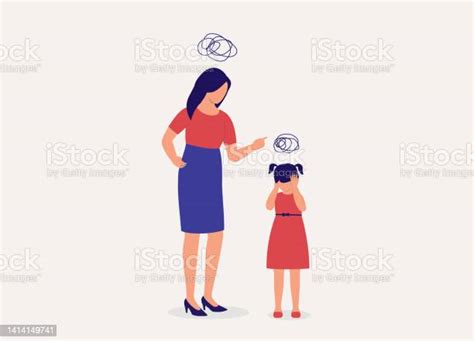 Angry Mother Scolding Her Young Daughter Stock Illustration Download