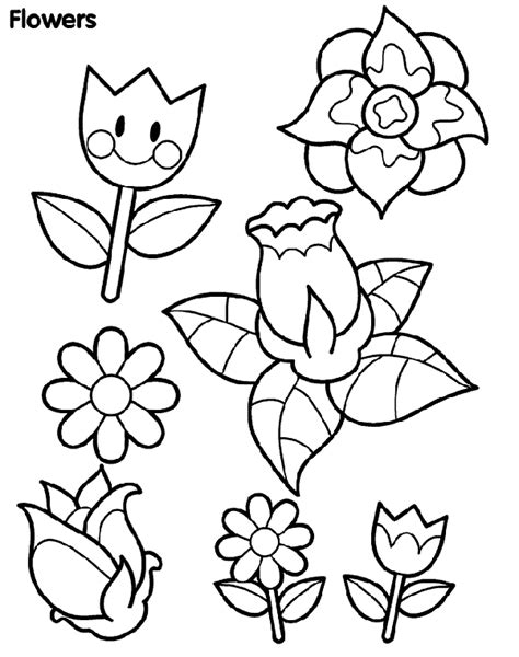 Spring Flowers Coloring Page For Kids