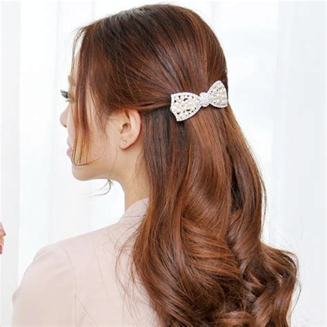 Fashion Hair Clip Crystal Elegant Women Girls Crystal Rhinestone Bow