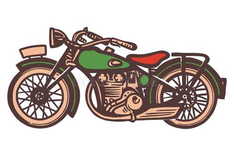 Vintage Motorcycle Hand Drawn Illustration Stock Illustration