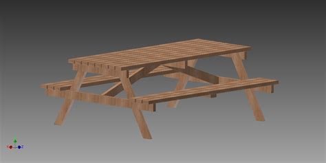 Standard Picnic Table 3d Cad Model Library Grabcad