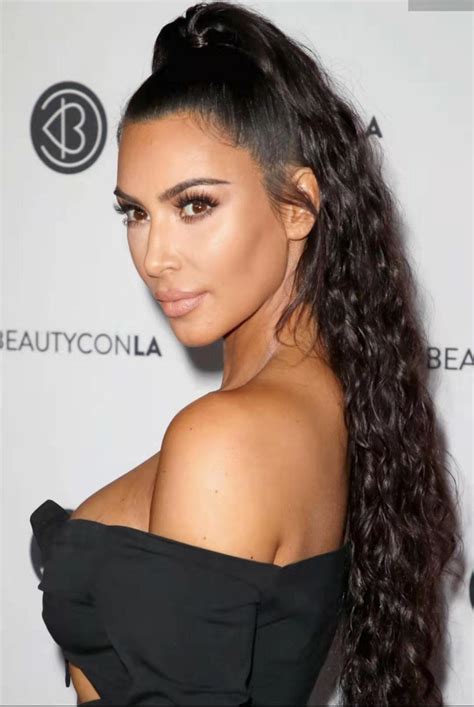 Celebrity Kim Kardashian Natural Curly Pony Tail Hairpiece Long High