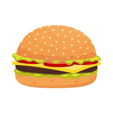 Cheeseburger Isolated On White Background Vector Illustration Stock