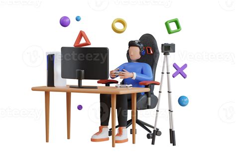 Free 3d Illustration Of Professional Gamer Sitting In Gaming Chair