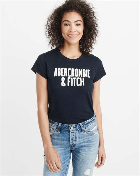abercrombie and fitch aandf women s graphic crew tee in navy blue size xxs women abercrombie tees