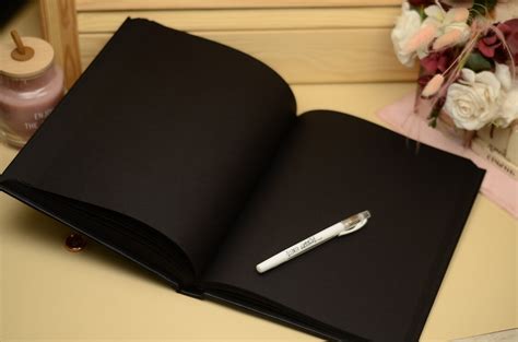 Large Journal Black Paper Notebook Hardcover Notebook Letter Etsy