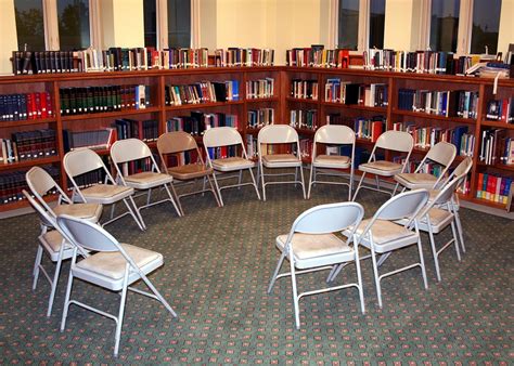 Students sit in chairs or in a circle so they can easily tap their feet on the floor. Free photo: Chairs, Circle, Library, Discussion - Free ...