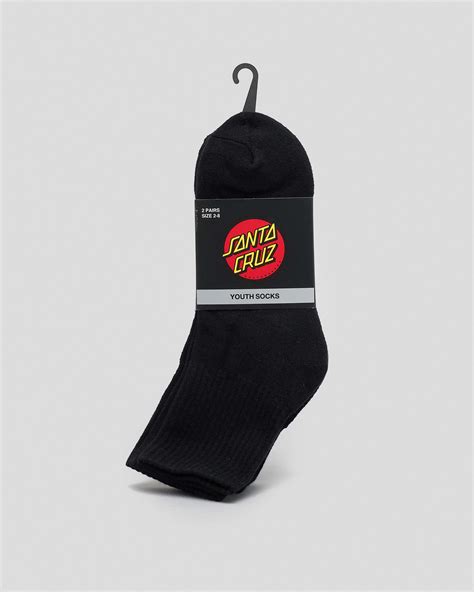 Shop Santa Cruz Boys Classic Dot Mid Crew Socks 2 Pack In Black Fast