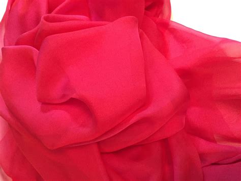 Hot Pink Chiffon Silk Chiffon Flowy Fabric Dress Material Pink