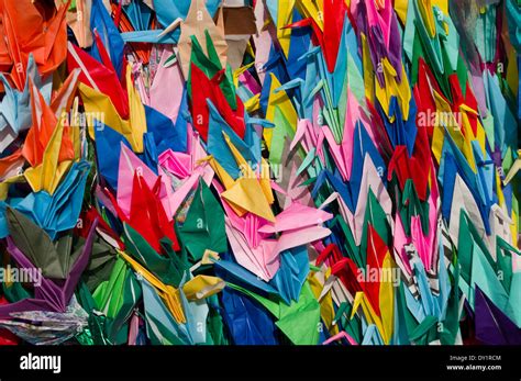 Origami Paper Cranes Orizuru Tied Together To Make Senbazuru