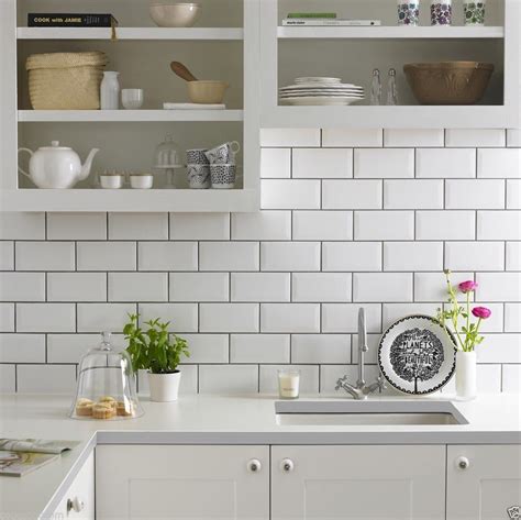 Exposed brick isn't something you see all that often in a kitchen. GLOSS WHITE METRO BEVELLED BRICK KITCHEN CERAMIC WALL ...