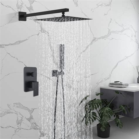 buy ackwave shower system matte black shower faucet set 8 inches rain shower head with handheld