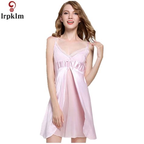 2018 Summer New Womens Imitation Silk Sling Nightdress Sleeveless Sexy V Neck Pure Temptation